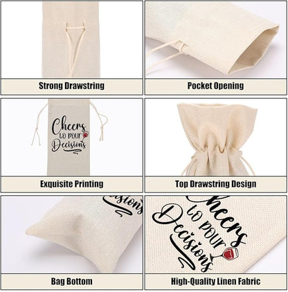 Funny Wine Quotes Wine Bag Wine Tasting Party Supplies for Wine Lovers Women Men Bride Groom Mommy Christmas Birthday Wedding Bachelorrette Party Wine Bags