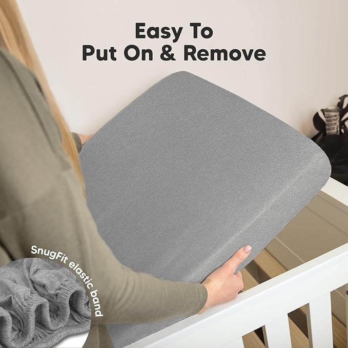 2-Pack Organic Crib Sheets for Boys, Girls - Jersey Fitted Crib Sheet, Baby Crib Sheets Neutral, Crib Mattress Sheet, Cotton Crib Sheets, Breathable Crib Sheet, Baby Mattress Sheets (Storm)