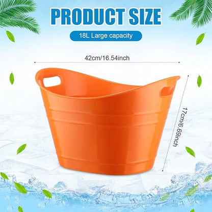 6 Pieces Ice Buckets Bulk, Plastic Ice Buckets with Handles, Oval Storage Tub, Large Capacity Ice Drink Bucket for Party Bar Wine Beer Champagne Beverage Bottle Cooler (Multicolor,18 Liter)