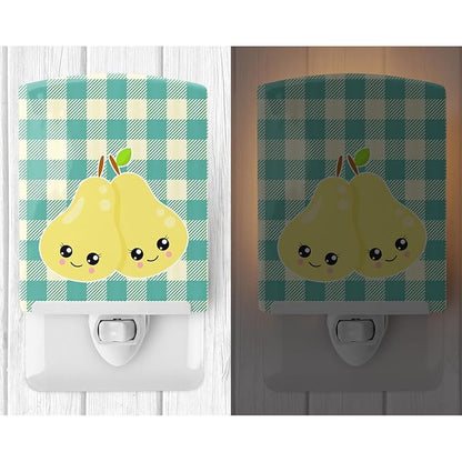 Caroline's Treasures BB9138CNL Pears Ceramic Night Light Compact, UL-Certified, Ideal for Bedroom, Bathroom, Nursery, Hallway, Kitchen, 6x4x3, Multicolor