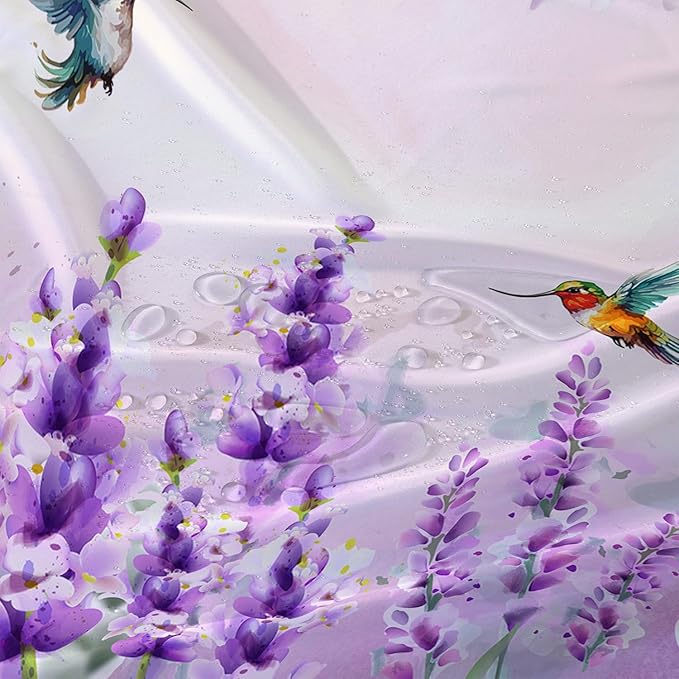 AILONEN Waterproof Floral Shower Curtain for Bathroom,Purple Pink Wisteria Lavender Flowers Shower Curtain,Botanical Floral Decor Bathroom Polyester with Grommets and Hooks 36" W*72" H