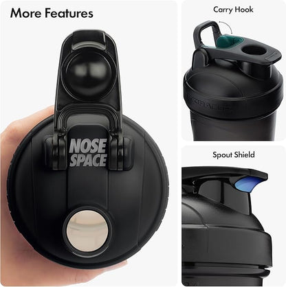 Hydra Cup JailBreak Pro - 28 oz Shaker Cup with Removable Phone Clip, Shaker Bottle for Protein Shakes with Carry Handle, Ball Blender, BPA Free (Black)