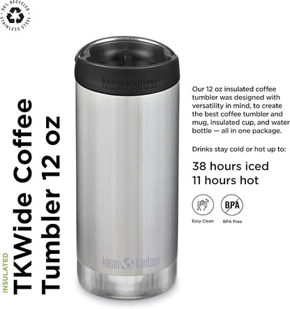 Klean Kanteen TK Wide 12 Oz Brushed Stainless