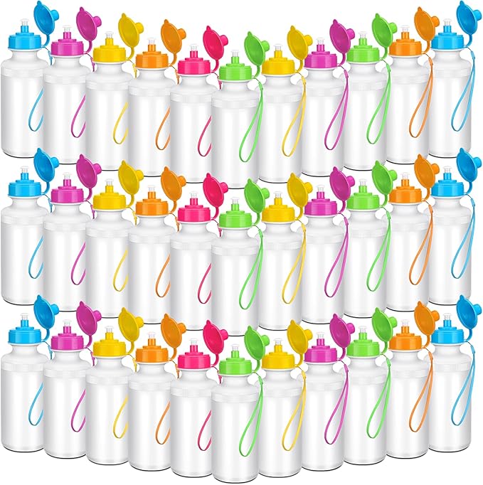 72 Pcs Sports Water Bottles Bulk 20 oz Plastic Water Bottles Reusable Squeeze Water Bottles Team Bottles with Pull Top Cap for Adults Kids Outdoor Cycling Fitness