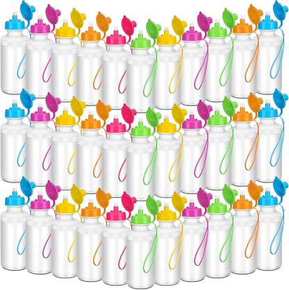 72 Pcs Sports Water Bottles Bulk 20 oz Plastic Water Bottles Reusable Squeeze Water Bottles Team Bottles with Pull Top Cap for Adults Kids Outdoor Cycling Fitness