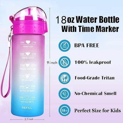 XACIOA Water Bottle with Straw,18oz Plastic Cup with Motivational Time Marker,1L Tritan Sport Lightweight Leakproof BPA-Free,Wide Mouth Fast Flow Ensure You Have Times to Drink,with Straw & Cup Brush