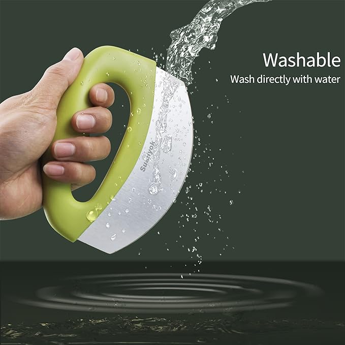 Premium Pizza Cutter Food Chopper-Super Sharp Stainless Steel Pizza Cutters Rocker/Slicer/Blade/Knife with Cover Multi Function Kitchen Tools,Dishwasher Safe(Green)