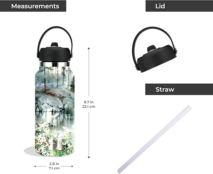 32oz Stainless Steel Sports Water Bottle with Straw Lid - Leak-Proof, Durable Design for Hydration on the Go During Workouts, Travel & Outdoor Activities, Large