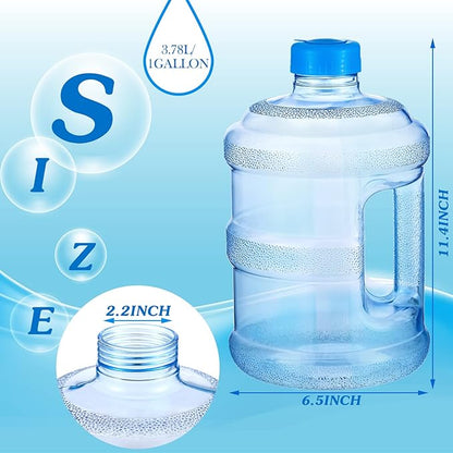 2 Pieces Water Jugs Round Plastic Water Bottle Portable Water Jug with Handle Leakproof Screw Cap Reusable Large Capacity Water Bottle for Camping Outdoor Travel Gym Use(1 Gallon)