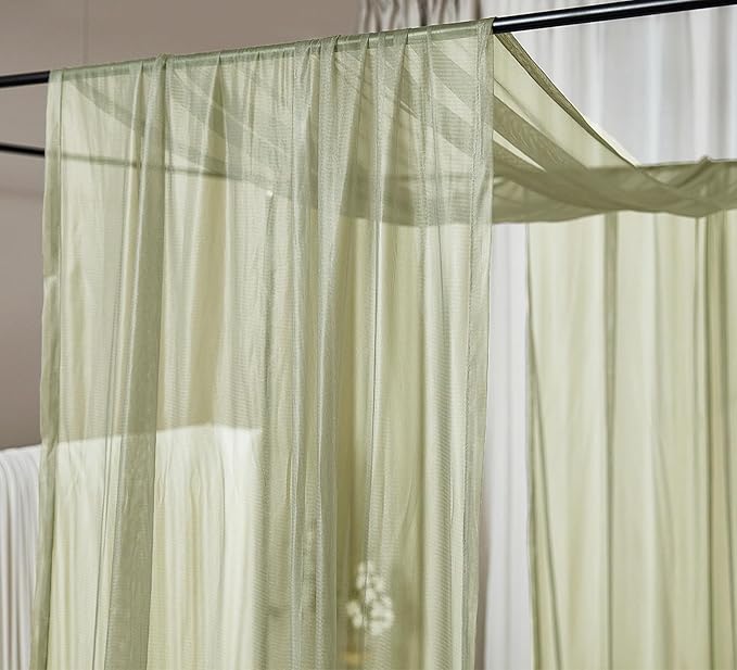 Akiky Canopy Bed Curtains Queen Sheer Sage Green Bed Canopy Scarf Bed Canopy,Kids Bed Scarf-Curtains for Room Décor or Wedding Party Décor(2 Bed Canopy)
