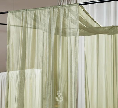 Akiky Canopy Bed Curtains King Sheer Sage Green Bed Canopy Scarf Bed Canopy,Kids Bed Scarf-Curtains for Room Décor or Wedding Party Décor(2 Bed Canopy)