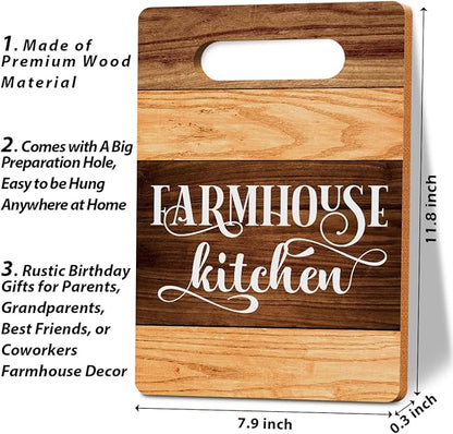 Farmhouse Kitchen Rules Cutting Board Gifts, Wood Cutting Boards for Kitchen, House Warming Gifts New Home, Kitchen Wall Art, Christmas Birthday Gifts for Women Mom Grandma 8 x 12 Inch