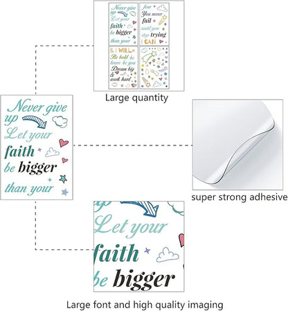 CREATCABIN 4pcs Vinyl Wall Decals Inspirational Quotes Wall Stickers Self-Adhesive Peel and Stick Watercolor Mural Decoration for Bedroom Living Room Kitchen Wardrobe Door Playroom Classroom