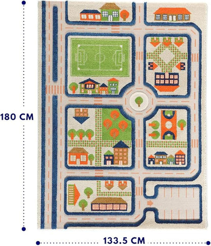 IVI 3D Play Carpets, 71 x 52.5 Inch, Traffic Educational Toddler Mat Rug for Bedroom, Kids Den, or Playroom, Large
