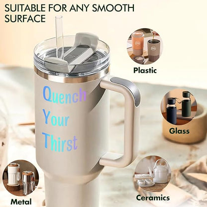 6 Pack Shiny Alphabet Stickers for Stanley Cups, Waterproof Colorful Self Alphabet Letters Sign Decor for Tumbler Water Bottle Desk Laptop Bag Classroom Gifts