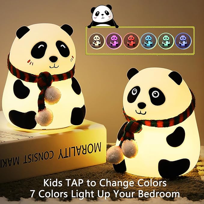 Panda Silicone Nursery Night Light Night Light for Kids, Panda Gifts, Cute LED Lamps for Teen Girls Bedroom,Bedroom Decorations Gifts for Toddlers,Kawaii Room Decor (Closed Eyes)