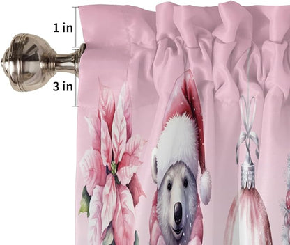 Pink Christmas Window Valance for Kitchen Living Room, Nutcracker Themed Window Curtain for Bedroom Bathroom, Winter Windows Valance Rod Pocket Window Treatment, Christmas Decors, 54" W x 18" L