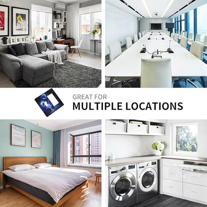 Cute Baby Panda Light Switch Cover Wall Plate Decorative 2 Gang Combination 1 Toggle 1 Rocker Outlet Covers Blue for Farmhouses Kitchens Bedrooms 4.5 x 4.5 in