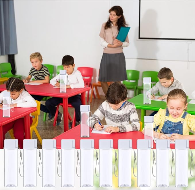 Mifoci 20 Pieces Water Bottle Bulk 17 oz Plastic Water Bottles Bulk Gym Sports Adults Reusable Large Water Bottles for Outdoor Fitness(White,Rectangle)