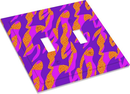 Neon Colors Colorful Double Toggle Light Switch Covers 2 Gang Wall Plate Dual Decorative Switchplate Electrical Faceplate for Bathroom Country Kitchen Bedroom Decor, 4.9" x 5"