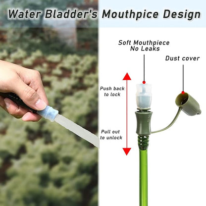 Hydration Bladder, BPA Free Water Bladder, Hiking Water Storage Bag and Tactical Backpack Combination, Suitable for Camping, Cycling, Running, Rock Climbing,2-Liter Military Green