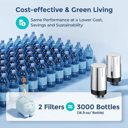 2-Pack Water Filter Replacement for Brita Faucet Filtration System, BPA-Free, Certified to Reduce Chlorine and Lead, Replace On-Tap Faucet Mount Water Filter, Chrome