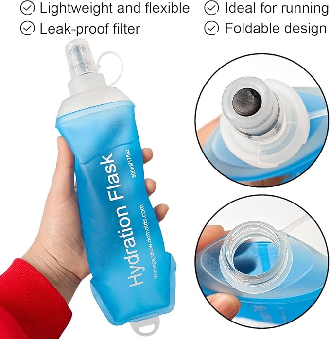 150ml Soft Flask, TPU Collapsible Soft Water Bottle for Hydration Pack, Running Vest, Folding Water Bottle for Hiking Cycling Climbing-1Pcs, Blue