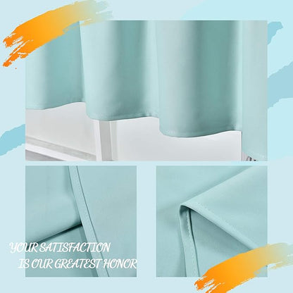 Aqua Valance for Windows 60x18 Inch Solid Thermal Insulated Blackout Rod Pocket Kitchen Short Curtain Toppers Valance for Bathroom Living Room 1 Panel