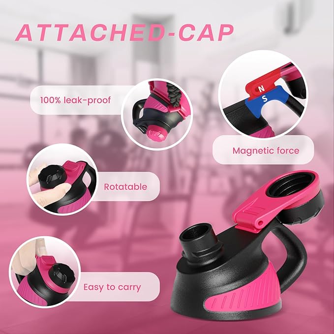 Insulated Half Gallon Water Bottle 64oz with Magnetic Lid,Stainless Steel Double-Wall Vacuum Leak Proof Sports Insulated Jug with Paracord Handle, Keep Water Hot & Cold for Outdoor,Gym