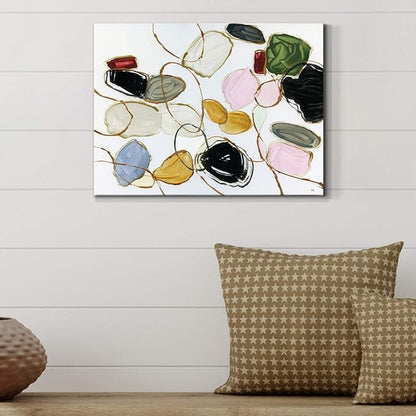 Renditions Gallery Canvas Wall Art Modern Paintings Decorations Colorful Brushstroke Jewels Abstract Watercolor Wall Hanging Artwork Prints for Bedroom Office Kitchen - 12"x18" LT33