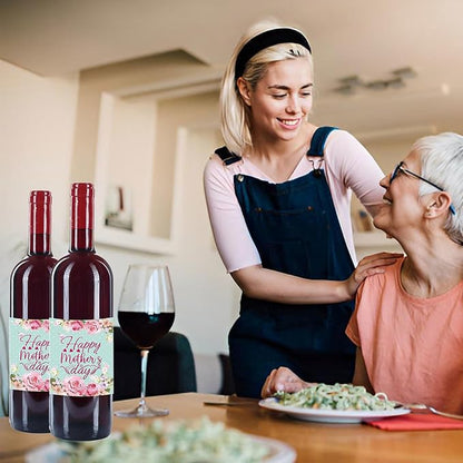 24pcs Mothers Day Wine Bottle Labels Stickers Party Wine Bottle Stickers Decorations Wine Bottle Cover Labels Happy Mothers Day Party Supplies