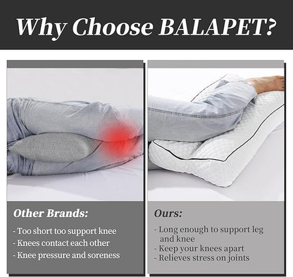 BALAPET Shredded Memory Foam Knee Pillow for Side Sleepers, Pillow Between Legs for Aligns Spine, Supportive Leg Pillow for Pregnancy Relieves Pressure Hip Leg Elevation, 6.5" Height