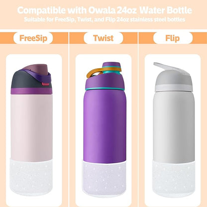 2PCS Silicone Water Bottle Boot for Owala 24oz 32oz 40oz,Anti-Slip Protective Sleeve Bottom Bumper Protector for FreeSip, Twist, and Flip Water Bottles