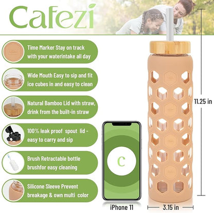 32oz Glass tumblers Water Bottles with Straw and 2 Lid