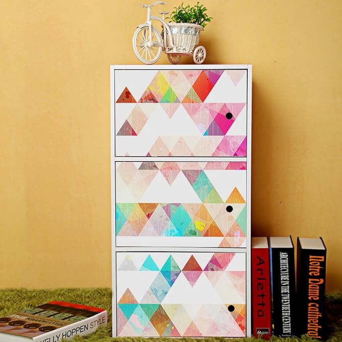 Amaonm Removable 15.8 x 98.4inch Rainbow Colorful Geometry Triangle Wall Decals DIY Wallpaper Wall Stickers Murals Decor for Kids Children Babys Girls Bedroom Teens Nursery Living Room Door Desk Decoration (Triangle)