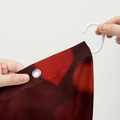 AILONEN Red Rose Shower Curtain for Bathroom, Romantic Flower Rose 3D Printed Valentine Wedding Bathroom Curtain,72" W*84" H Polyester Waterproof Bath Curtain with 12 Hooks