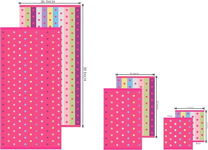 6 Piece Towel Set - Bath Time Sugar & Spice - 2 Towels, 2 Hand Towels, 2 Washcloths in Bonus Tote Bag - 100% Cotton Jacquard Soft Absorbent Pool Beach Towel Gift - Pink Multicolor