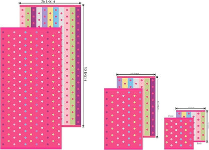 6 Piece Towel Set - Bath Time Sugar & Spice - 2 Towels, 2 Hand Towels, 2 Washcloths in Bonus Tote Bag - 100% Cotton Jacquard Soft Absorbent Pool Beach Towel Gift - Pink Multicolor
