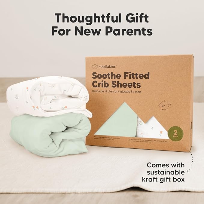 2-Pack Organic Crib Sheets for Boys, Girls - Jersey Fitted Crib Sheet, Baby Crib Sheets Neutral, Crib Mattress Sheet, Cotton Crib Sheets, Breathable Crib Sheet, Baby Mattress Sheets (Wildflowers)