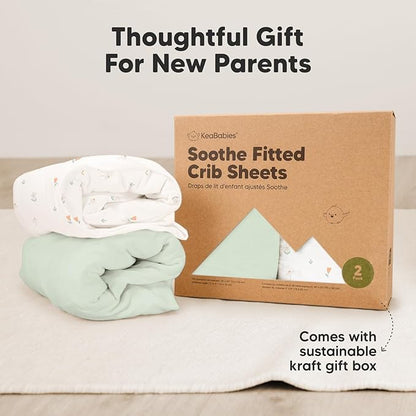 2-Pack Organic Crib Sheets for Boys, Girls - Jersey Fitted Crib Sheet, Baby Crib Sheets Neutral, Crib Mattress Sheet, Cotton Crib Sheets, Breathable Crib Sheet, Baby Mattress Sheets (Wildflowers)