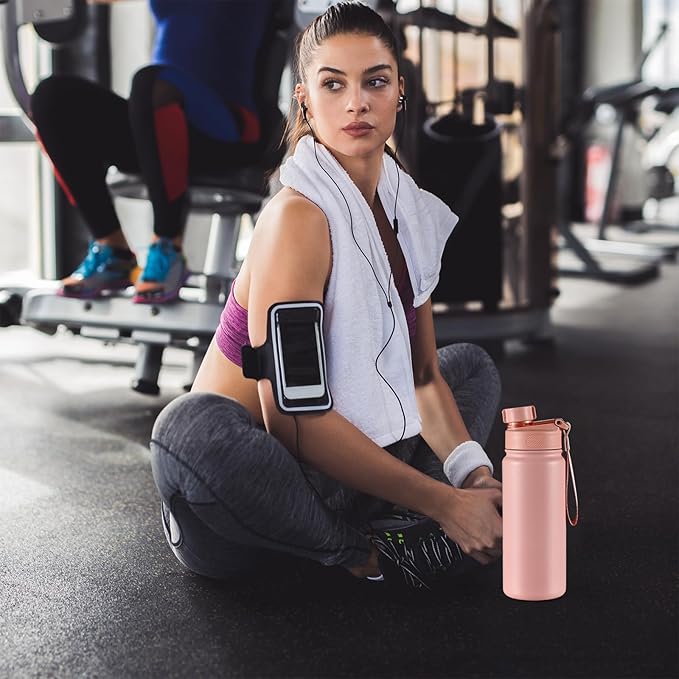 25 oz gym water bottle with straw, leak proof - men's/women's sports metal water bottle - double vacuum insulated stainless steel water bottle for gym, outdoors or traveling