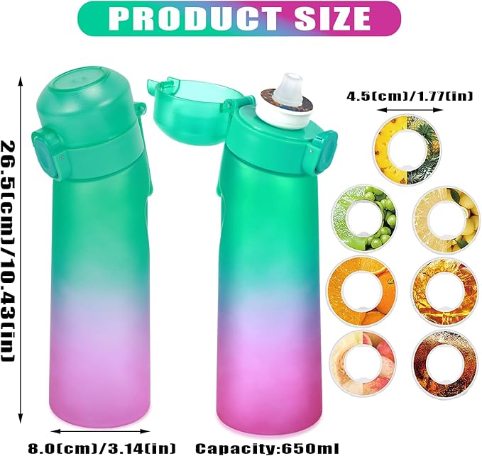 Air Water Bottle with 7Pcs Flavor Pods 26.3Oz Scent Water Bottle Fruit Fragrance Water Bottle,Scent Water Cup,Sports Water Cup Suitable for Outdoor Sports