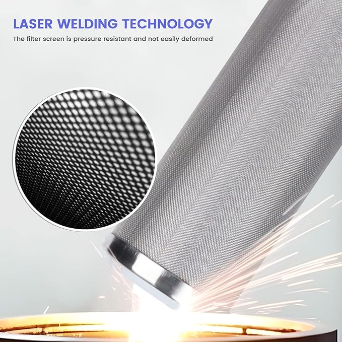 Amwater Stainless Steel Re-Cleanable Wire Mesh Filter Cartridge 20 "Length,2.5 "OD(25 Micron)