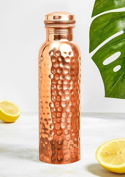 Ayurvedic Drinking Copper Water Bottle for Sports, Travel, Yoga & Everyday Use, Water Bottle for Gym, Office, Hiking, Outdoor Capacity 32 Oz (Design 2, 32 Oz)