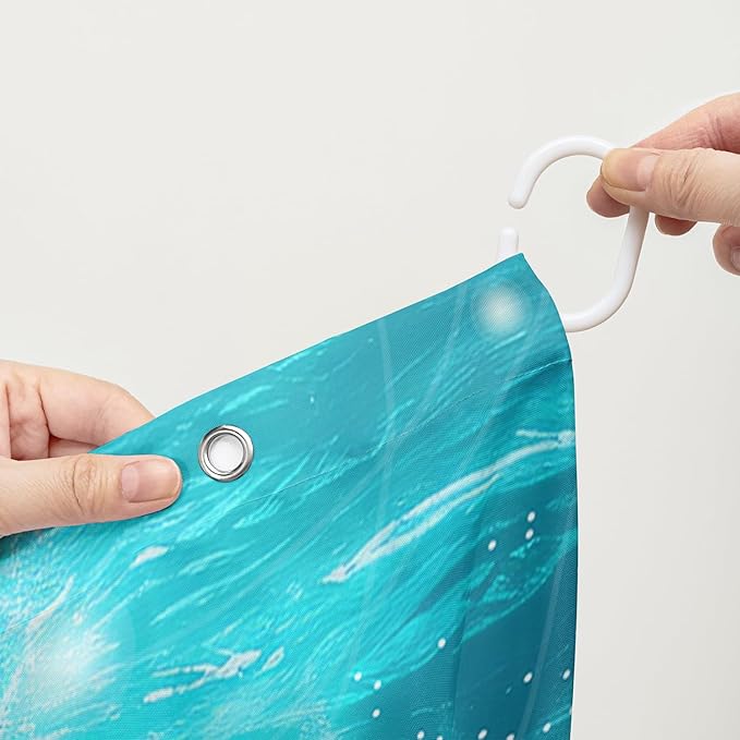 AILONEN Cute Axolotl Kids Shower Curtain for Bathroom,Blue Ocean Jellyfish Coral Print Bath Curtain 72" W*96" H,Girls Boys Kawaii Salamander Decorative Waterproof with 12 Plastic Hooks