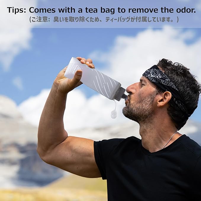 Azarxis TPU Soft Flask Folding Collapsible Water Bottles BPA-Free for Hydration Pack - Ideal Trail Running Hiking Cycling Climbing (250ml/8.45oz - 2 Pack)