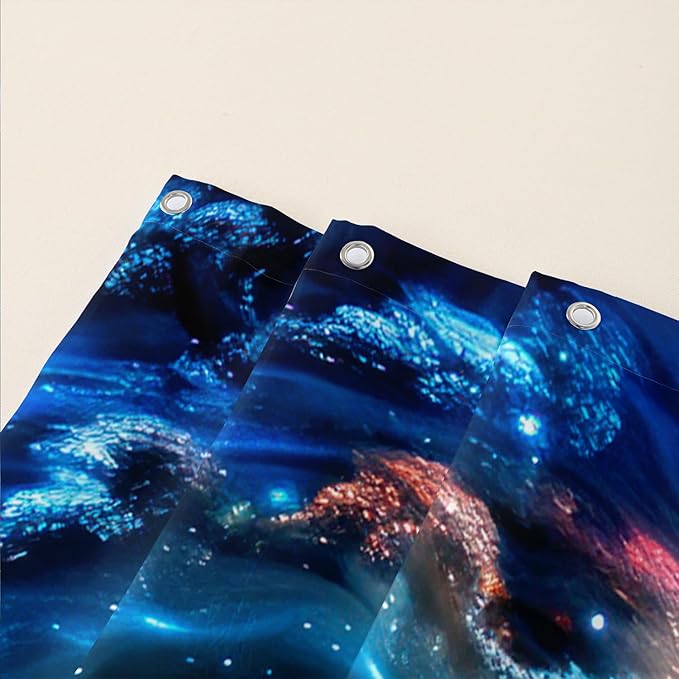 AILONEN 3D Wolf Shower Curtain for Bathroom,Blue Space Galaxy Starry Clouds Wolf Printed Bath Curtain,Boys Teen Kids Wild Animal Wolf Decoration Shower Curtain Waterproof 72" W*78" H