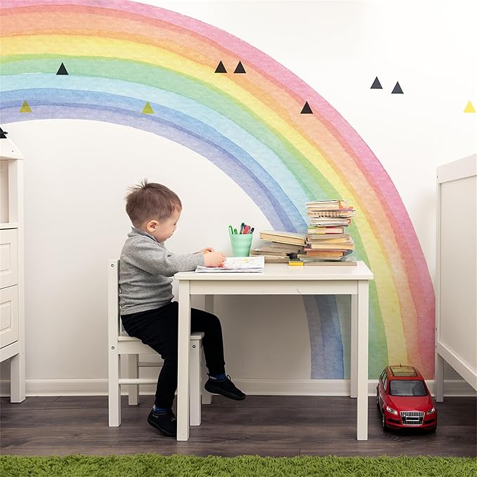 Waterproof Removable Vinyl Huge Rainbow Wall Decal Sticker for Nursery Kidsroom School Classroom Livingroom Bedroom Bathroom Decorations Art Kids Graduation Boho Cute Decals