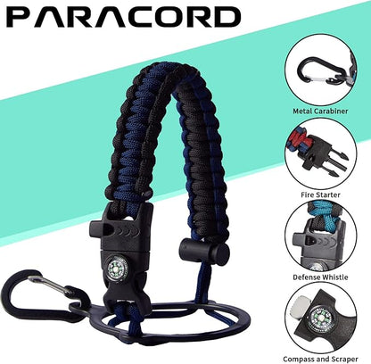 64OZ Insulated Water-Bottles with Straw - Spout Lid, Stainless Steel Metal Water Jug Keep Cold 48h/Hot 24h, Half Gallon Water Bottle w/ Paracord Handle & Carry Sleeve Strap for Hiking Camping Sport