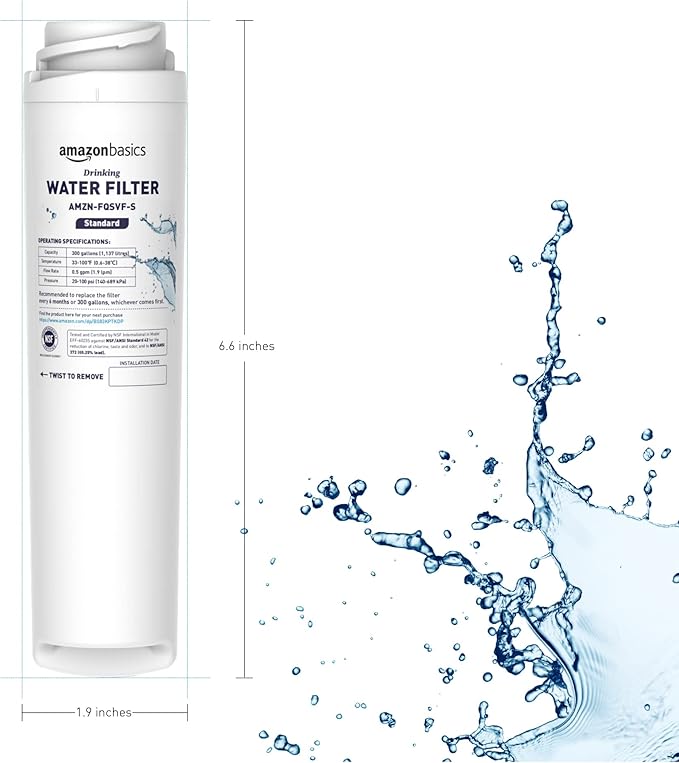 Amazon Basics Replacement GE FQSVF Drinking Water System Filter, 2-Pack, Standard Filtration